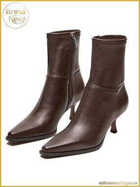 Kitten Heel Ankle Boots Square Pointed Toe Dressy Booties